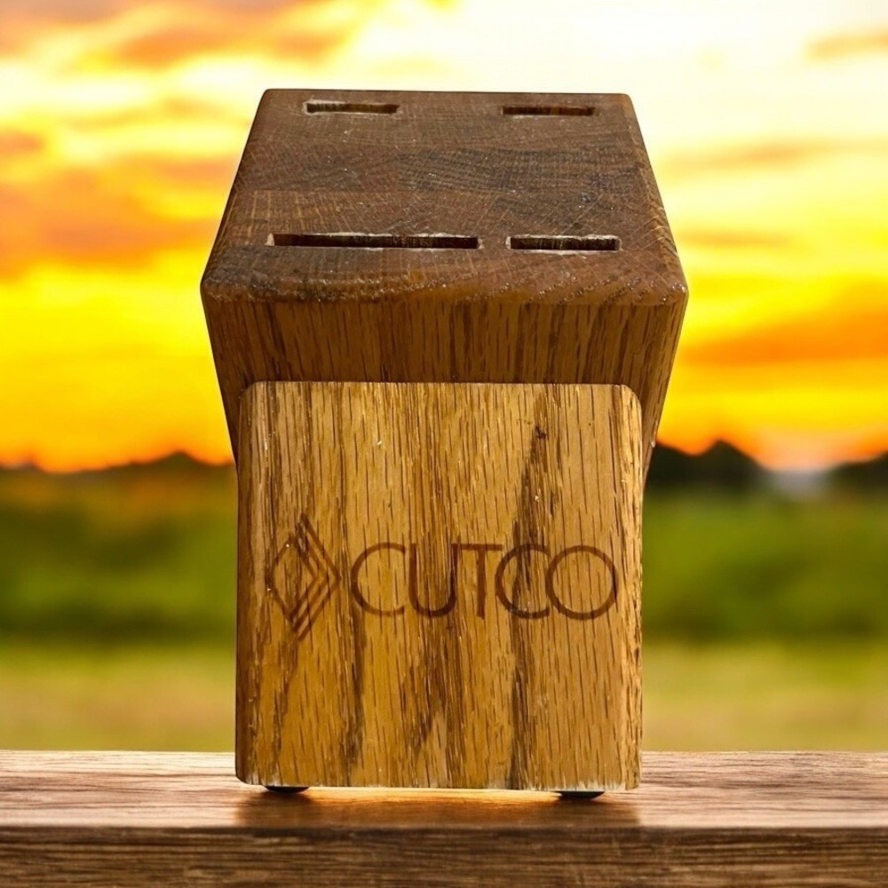 Vtg CUTCO Small 4 Slot Honey Oak Wood Knife Block USA Knife Block Kitchen